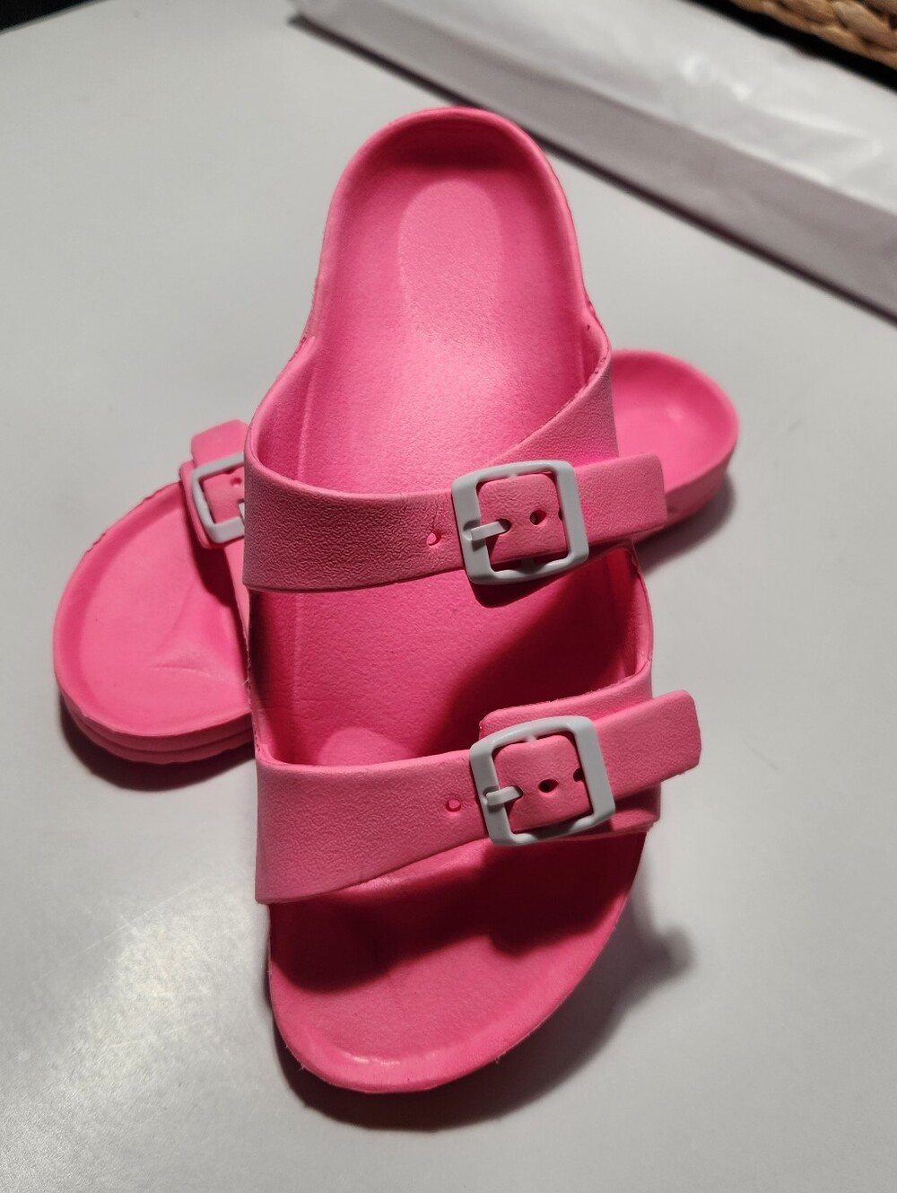 Women Bright Pink Double-Buckle Slide Sandals